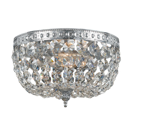 2 Light Polished Chrome Traditional Ceiling Mount Draped In Clear Hand Cut Crystal - C193-708-CH-CL-MWP