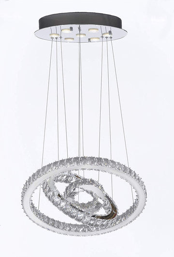 Crystal Elipse 3 Ring Chandelier Chandeliers Modern/Contemporary Lighting 23" Wide w/Adjustable Cables- Good for Dining Room Foyer Entryway Family Room and More! - G7-89174/7