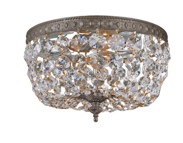 2 Light English Bronze Traditional Ceiling Mount Draped In Clear Spectra Crystal - C193-710-EB-CL-SAQ
