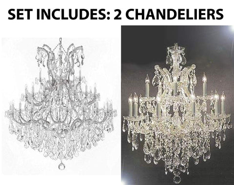 Set of 2-1 Large Foyer/Entryway Maria Theresa Empress Crystal (tm) Chandeliers Lighting! H 60" W 52" and 1 Chandelier Crystal Lighting Chandeliers H30 X W28 - CS/B12/2756/36+1 + CS/21532/12+1