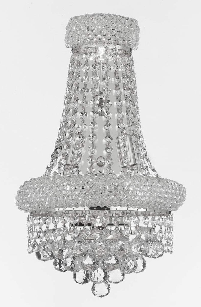 Set of 3-1 French Empire Crystal Chandelier Chandeliers H32 X W30 and 2 Empire Empress Crystal (Tm) Wall Sconce Lighting W 12" H 17" - B92/CS/541/24 + C121-1800W12SC A500-