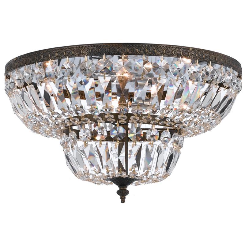 4 Light English Bronze Traditional Ceiling Mount Draped In Clear Spectra Crystal - C193-718-EB-CL-SAQ