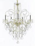 MURANO VENETIAN STYLE ALL-CRYSTAL CHANDELIER LIGHTING W/CHROME SLEEVES H30" X W24" - G46-B43/CG/3/385/5