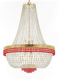 Nail Salon French Empire Crystal Chandelier Lighting Dressed with Ruby Red Crystal Balls - Great for The Dining Room H 50" W 36" 25 Lights - G93-B74/H50/CG/4199/25