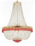 Nail Salon French Empire Crystal Chandelier Lighting Dressed with Ruby Red Crystal Balls - Great for The Dining Room H 50" W 36" 25 Lights - A500-B74/H50/CG/4199/25