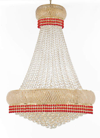 Nail Salon French Empire Crystal Chandelier Chandeliers Lighting Dressed with Ruby Red Crystal Balls - Great for the Dining Room, Foyer, Entryway, Family Room, Bedroom, Living Room & More! H 50" W 36" - G93-B74/H50/CG/4196/27