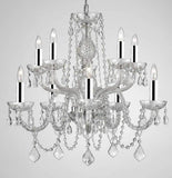 Swarovski Crystal Trimmed Chandelier! Chandelier Lighting Dressed with Swarovski Crystal w/Chrome Sleeves! H 25" W 24" Swag Plug in-Chandelier W/ 14' Feet of Hanging Chain and Wire! - G46-B43/B15/CS/1122/5+5SW