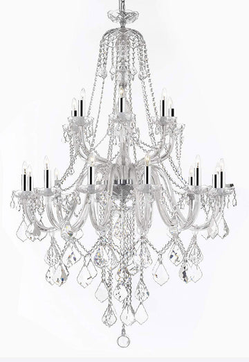 New! Murano Venetian Style Crystal Chandelier Lighting - Great for The Dining Room, Foyer, Living Room w/Chrome Sleeves! W 40" H 50" - A46-B43/B12/282/18