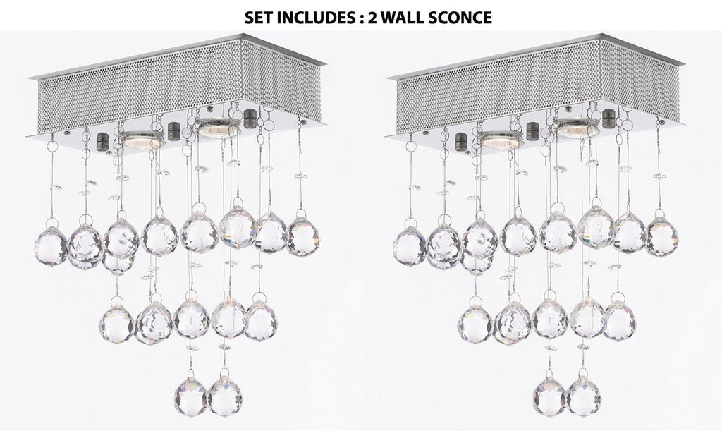 Set of 2 - Wall Sconce Modern Wall Sconce Rain Drop Lighting Crystal Ball Fixture Pendant Ceiling Lamp H18 X W12 Wall - 2EA 9078/2-wall-sconce