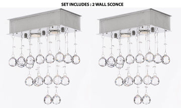 Set of 2 - Wall Sconce Modern Wall Sconce Rain Drop Lighting Crystal Ball Fixture Pendant Ceiling Lamp H18 X W12 Wall - 2EA 9078/2-wall-sconce