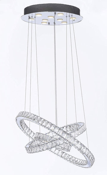 Crystal Elipse 3 Ring Chandelier Chandeliers Modern/Contemporary Lighting 27" Wide w/Adjustable Cables- Good for Dining Room Foyer Entryway Family Room and More! - G7-89174/9