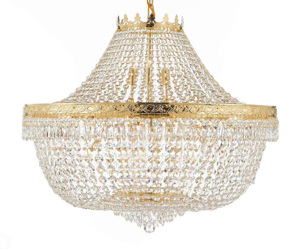 Nail Salon French Empire Crystal Chandelier Lighting - Great for The Dining Room, Foyer, Entryway, Family Room, Bedroom, Living Room and More! H 30" W 36" - G93-H30/CG/4199/25