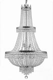 Set of 2-1 French Empire Crystal Chandelier Lighting H50" X W24" - Great for The Dining Room, Foyer, Living Room! and French Empire Crystal Semi Flush Basket Chandelier Lighting H18" X W24" - 1EA CS/870/15 + 1EA FLUSH/CS/870/9