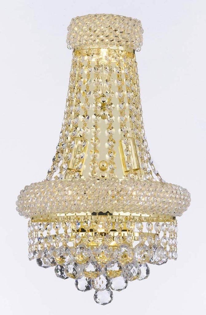 Set of 3-1 French Empire Crystal Chandelier Chandeliers H32 x W30 and 2 Empire Empress Crystal(tm) Wall Sconce Lighting W 12" H 17" - B92/CG/541/24 + C121-1800W12SG A500-