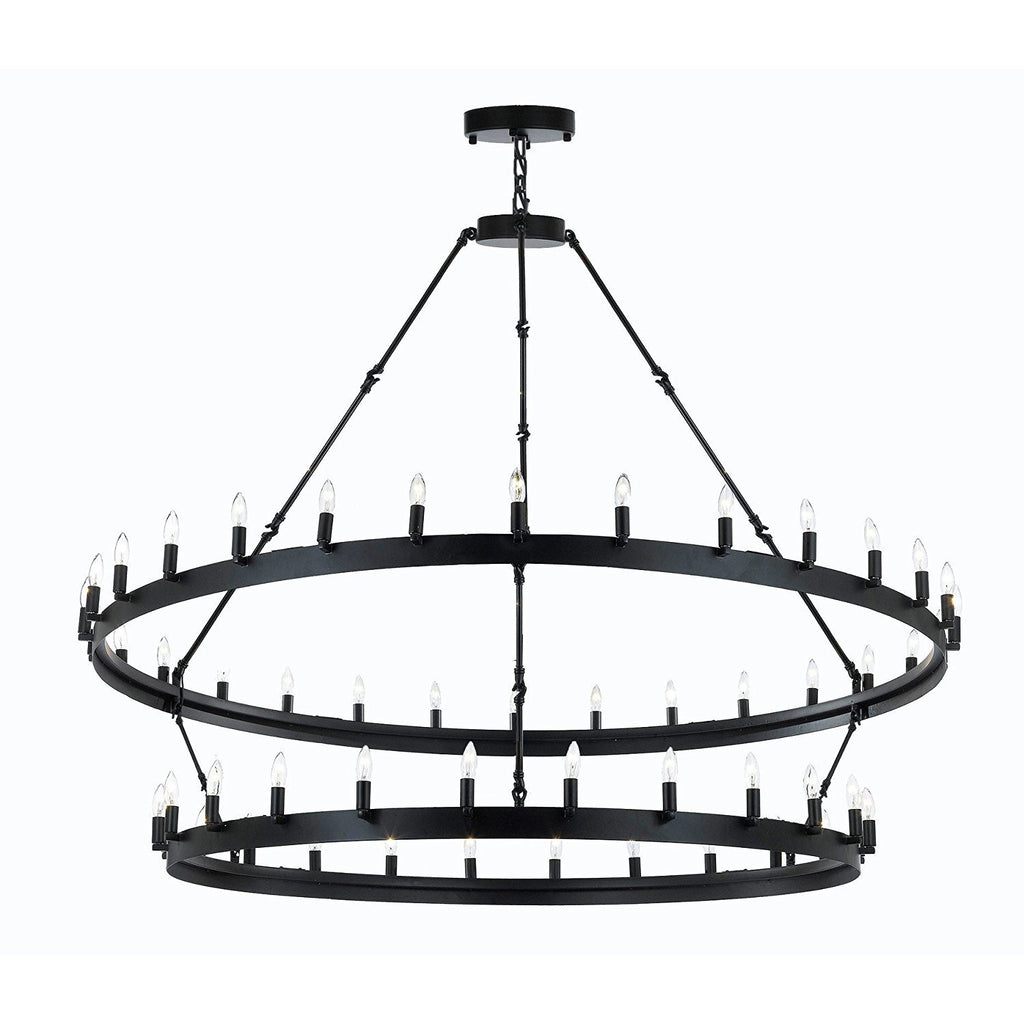 Wrought Iron Vintage Barn Metal Castile Two Tier Chandelier Industrial Loft Rustic Lighting W63" x H60"- G7-3428/54