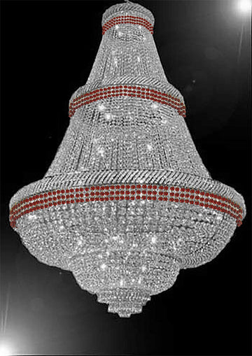 French Empire Crystal Chandelier Chandeliers Moroccan Style Lighting Trimmed with Ruby Red Crystal! Good for Dining Room, Foyer, Entryway, Family Room and More! H72" x W50" - A500-B74/CS/448/48
