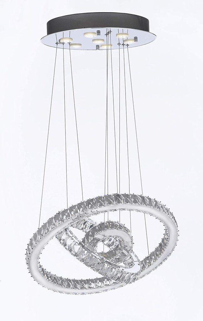 Crystal Elipse 3 Ring Chandelier Chandeliers Modern/Contemporary Lighting 23" Wide w/Adjustable Cables- Good for Dining Room Foyer Entryway Family Room and More! - G7-89174/7