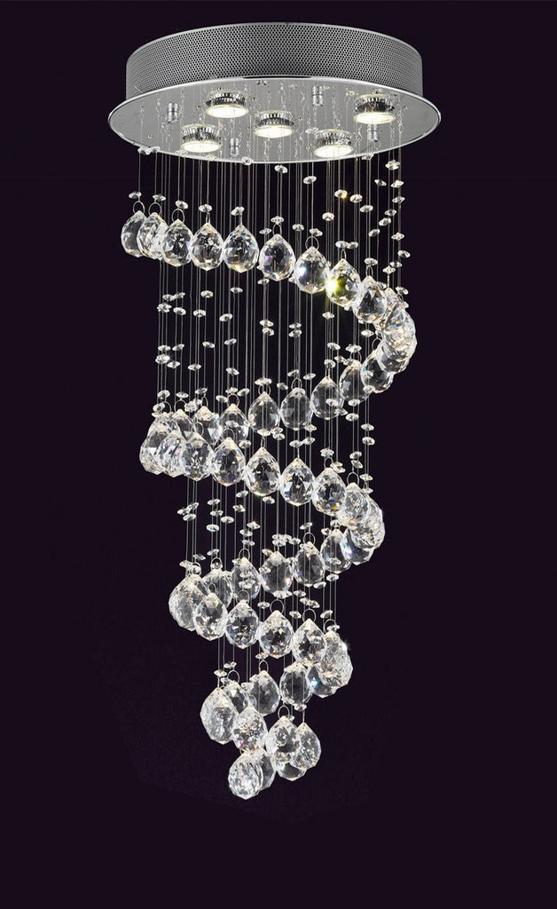 Modern Chandelier Rain Drop Lighting Crystal Ball Fixture Pendant Ceiling Lamp H29 X W15.5 - 5 Lights Modern - 80106/5-us