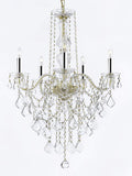 MURANO VENETIAN STYLE ALL-CRYSTAL CHANDELIER LIGHTING W/CHROME SLEEVES H30" X W24" - G46-B43/CG/3/384/5