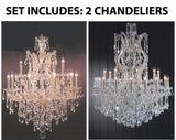 Set of 2-1 Chandelier Crystal Lighting H30" X W28" and 1 Maria Theresa Chandelier Crystal Lighting Chandeliers Dressed with Empress Crystal (Tm) H 50" W 37" - Antique French Gold Color - 21532/12+1 + CG/2232/24+1