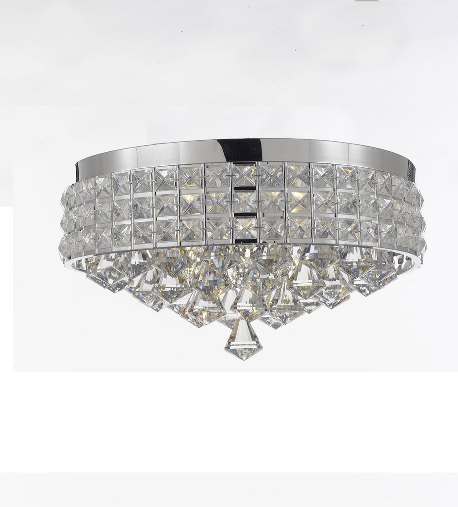 Flush Mount French Empire Crystal Chandelier Chandeliers Lighting Ht 8 X Wd 15 4 Lights Crystal Silver Metal Shade flushmount Rustic Modern - J10-26004/4-flush