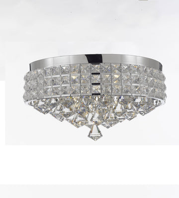 Flush Mount French Empire Crystal Chandelier Chandeliers Lighting Ht 8 X Wd 15 4 Lights Crystal Silver Metal Shade flushmount Rustic Modern - J10-26004/4-flush