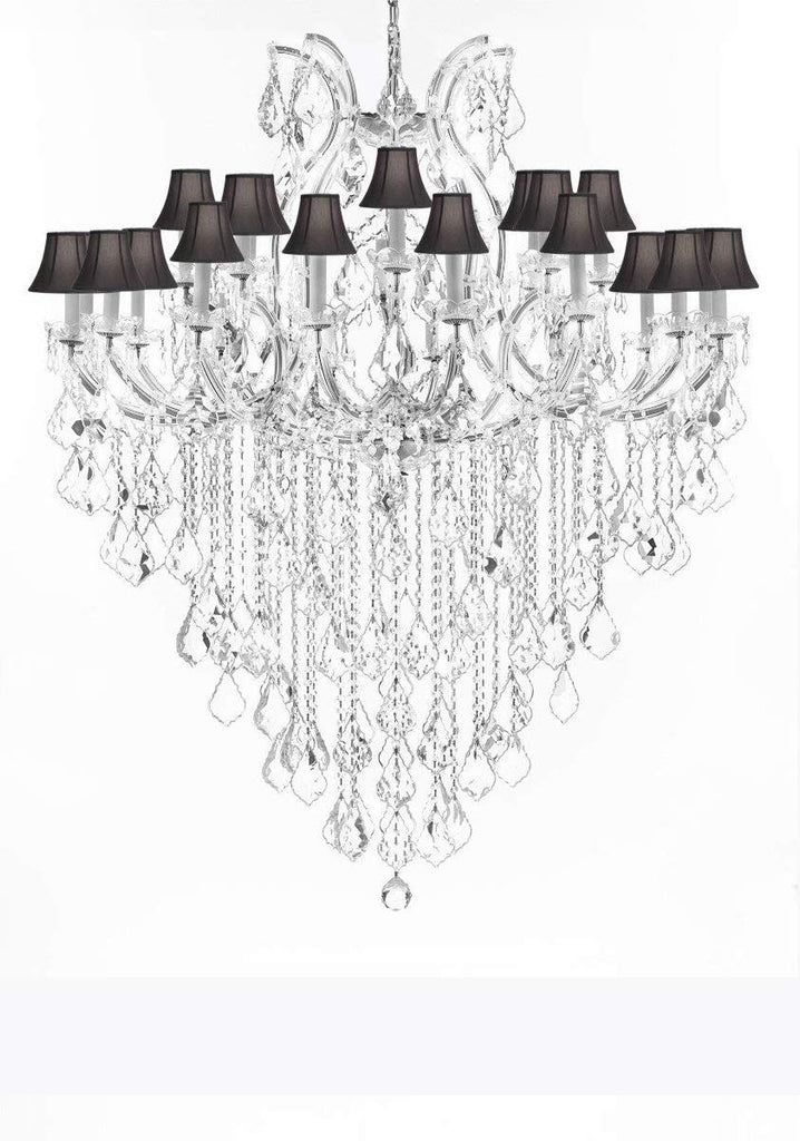 Crystal Chandelier Lighting Chandeliers H59"X W46" Great for The Foyer, Entry Way, Living Room, Family Room and More! w/Black Shades - A500-B12/BLACKSHADES/CS/2MT/24+1