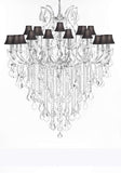 Crystal Chandelier Lighting Chandeliers H59"X W46" Great for The Foyer, Entry Way, Living Room, Family Room and More! w/Black Shades - A500-B12/BLACKSHADES/CS/2MT/24+1