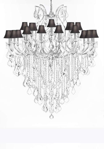 Crystal Chandelier Lighting Chandeliers H59"X W46" Great for The Foyer, Entry Way, Living Room, Family Room and More! w/Black Shades - A500-B12/BLACKSHADES/CS/2MT/24+1