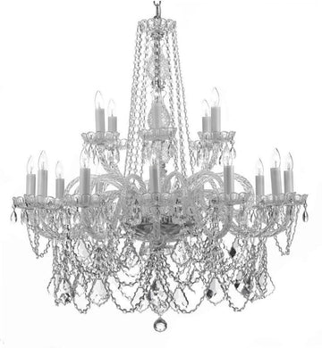 New Murano Venetian Style Crystal Chandelier Lighting H42" X W37" - A46-SILVER/4/385/9+9