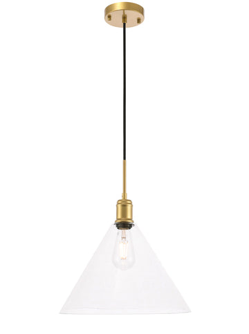ZC121-LD6230BR - Living District: Hugh 1 light Brass and Clear glass pendant