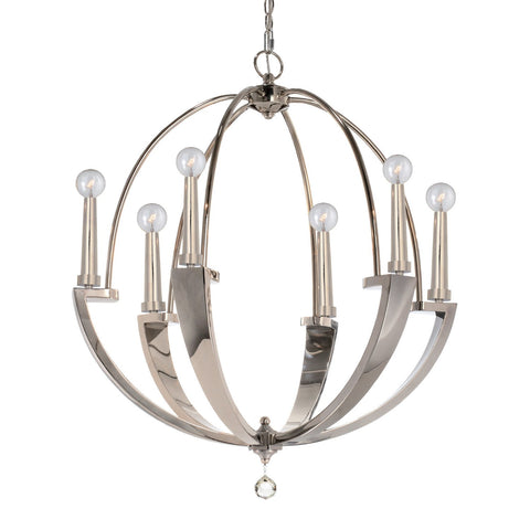 6 Light Polished Nickel Eclectic Chandelier - C193-7576-PN