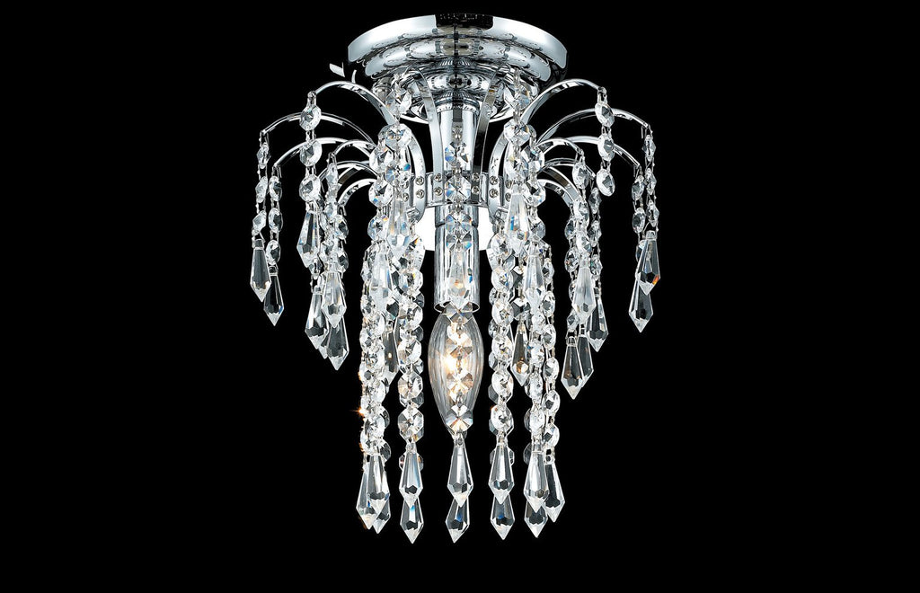 C121-6801F9C/RC - Regency Lighting: Falls 1 light Chrome Flush Mount Clear Royal Cut Crystal