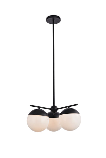 ZC121-LD6128BK - Living District: Eclipse 3 Lights Black Pendant With Frosted White Glass