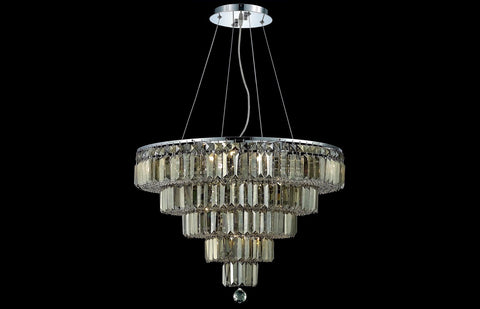 C121-2036D26C-GT/RC - Regency Lighting: Maxime 14 light Chrome Chandelier Golden Teak (Smoky) Royal Cut Crystal