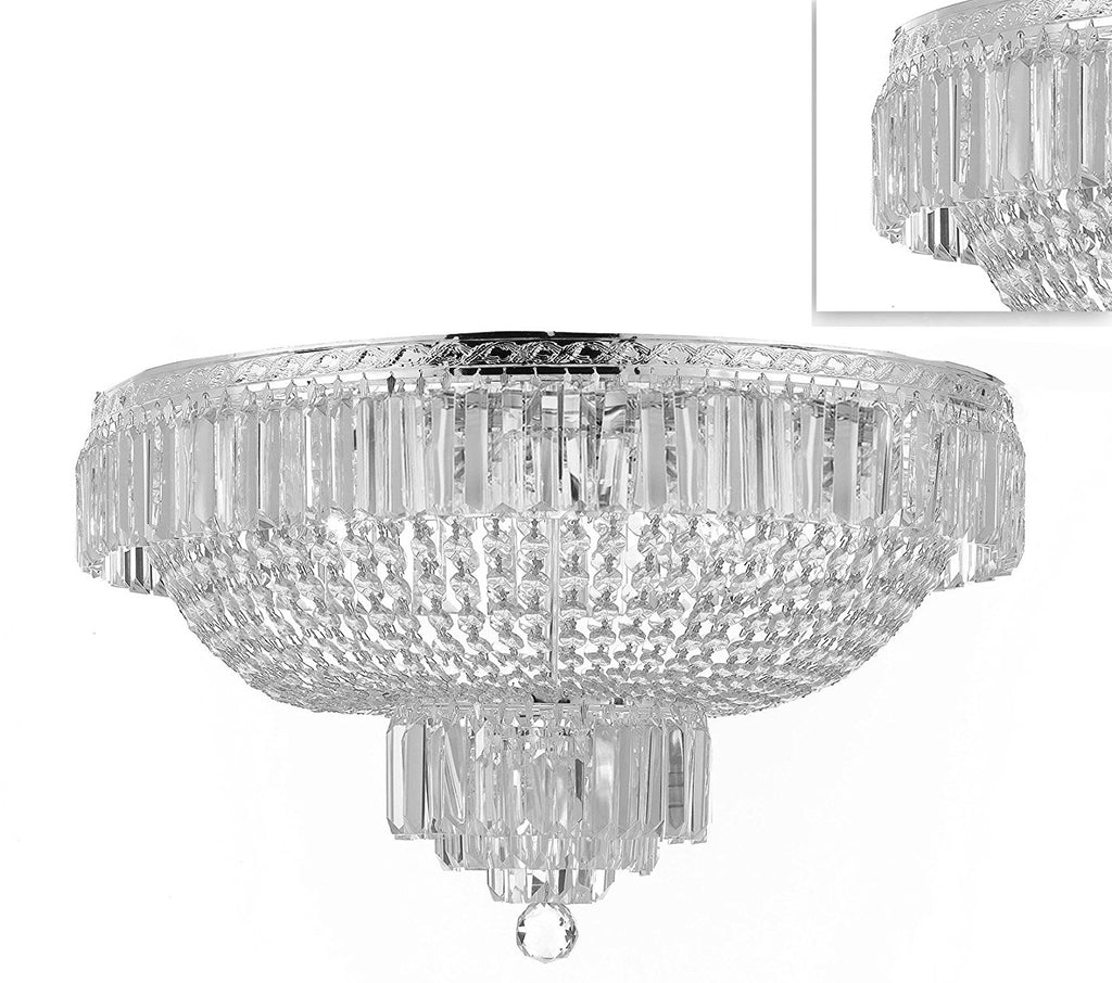 French Empire Crystal Semi Flush Basket Chandelier Chandeliers Lighting! H18" X W24" - A500-B102/FLUSH/CS/870/9