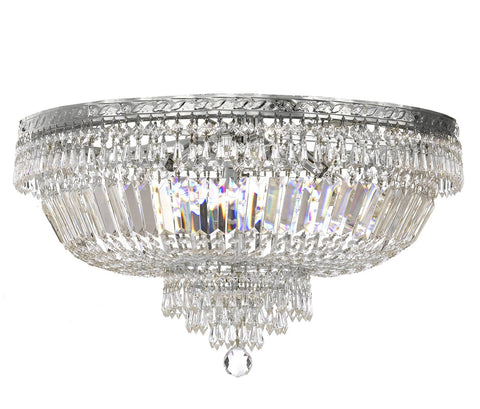 French Empire Crystal Semi Flush Basket Chandelier Chandeliers Lighting H18"X W24" - A500-B8/FLUSH/CS/870/9