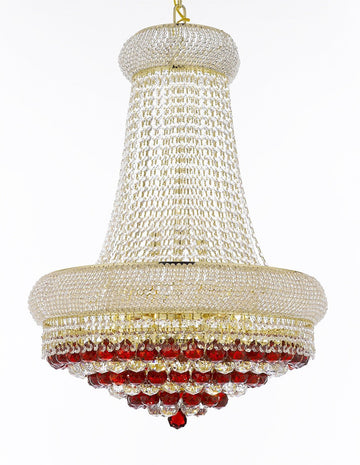 Moroccan Style French Empire Crystal Chandelier Chandeliers H32" X W24" Dressed with Ruby Red Crystal Balls - Good for Dining Room, Foyer, Entryway, Family Room and More - A500-B96/CG/542/15