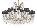 Swarovski Crystal Trimmed Chandelier Lighting Chandeliers H35" X W46" Great for The Foyer, Entry Way, Living Room, Family Room and More! w/Black Shades - A83-B62/BLACKSHADES/2MT/24+1SW