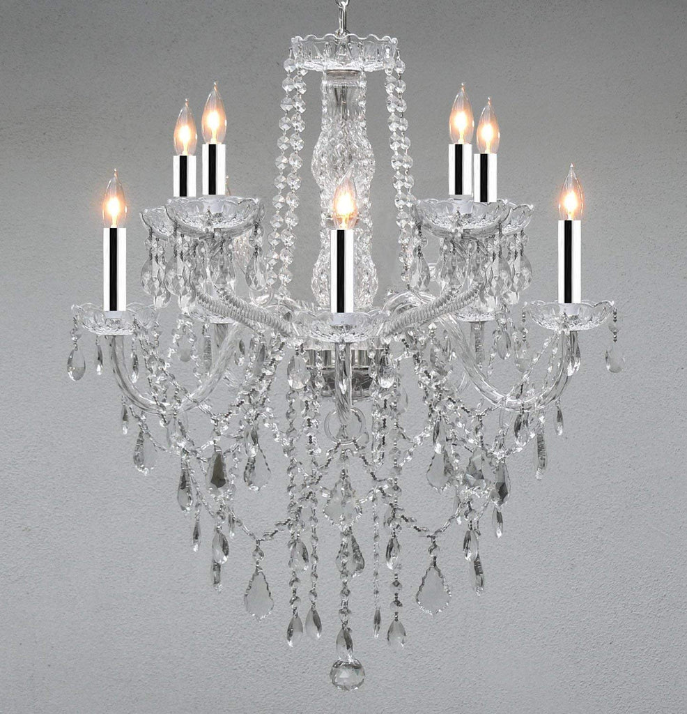 Swarovski Crystal Trimmed Chandelier! Chandelier Lighting Crystal Chandeliers w/Chrome Sleeves - G46-B43/B15/B13/1122/5+5 SW