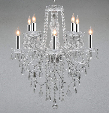 Swarovski Crystal Trimmed Chandelier! Chandelier Lighting Crystal Chandeliers w/Chrome Sleeves - G46-B43/B15/B13/1122/5+5 SW