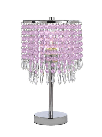 Chrome Round Crystal Bedroom Desk Lamp Table Lamp Bedside Lamp with Pink Crystal - J10-SP-106/B84