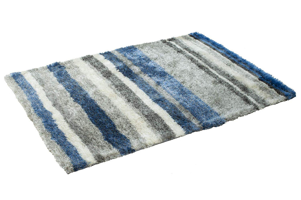 Handwoven Striped Plush Shag Rug 8' X 10' - J10-IN-213-8X10
