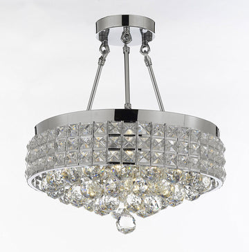 Semi Flush Mount French Empire Crystal Ball Chandelier Chandeliers Lighting Ht 17 X Wd 15 4 Lights Crystal Silver Metal Shade flushmount Rustic Modern - J10-B6/26004/4