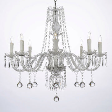Crystal Chandelier Lighting 28ht X 28wd 8 Lights Fixture ball Pendant Ceiling Lamp Murano - B6-243-8H-DLO-BALLS