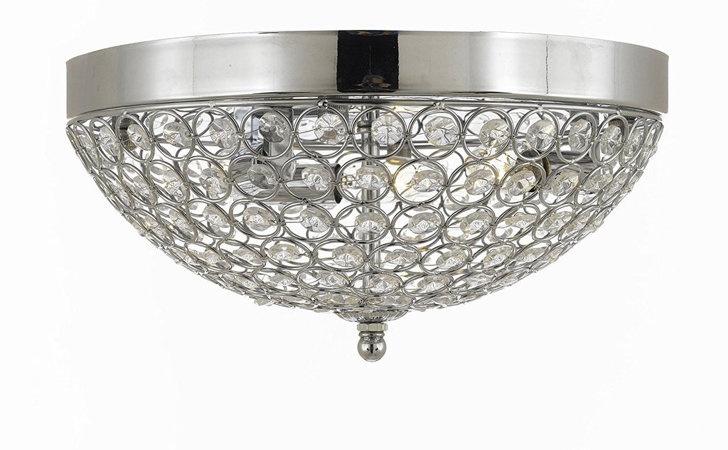 Flush Mount 3 Lights French Empire Crystal Chandelier Chandeliers Lighting Silver Ht 6 X Wd 12  Flush Empire - 9069/3