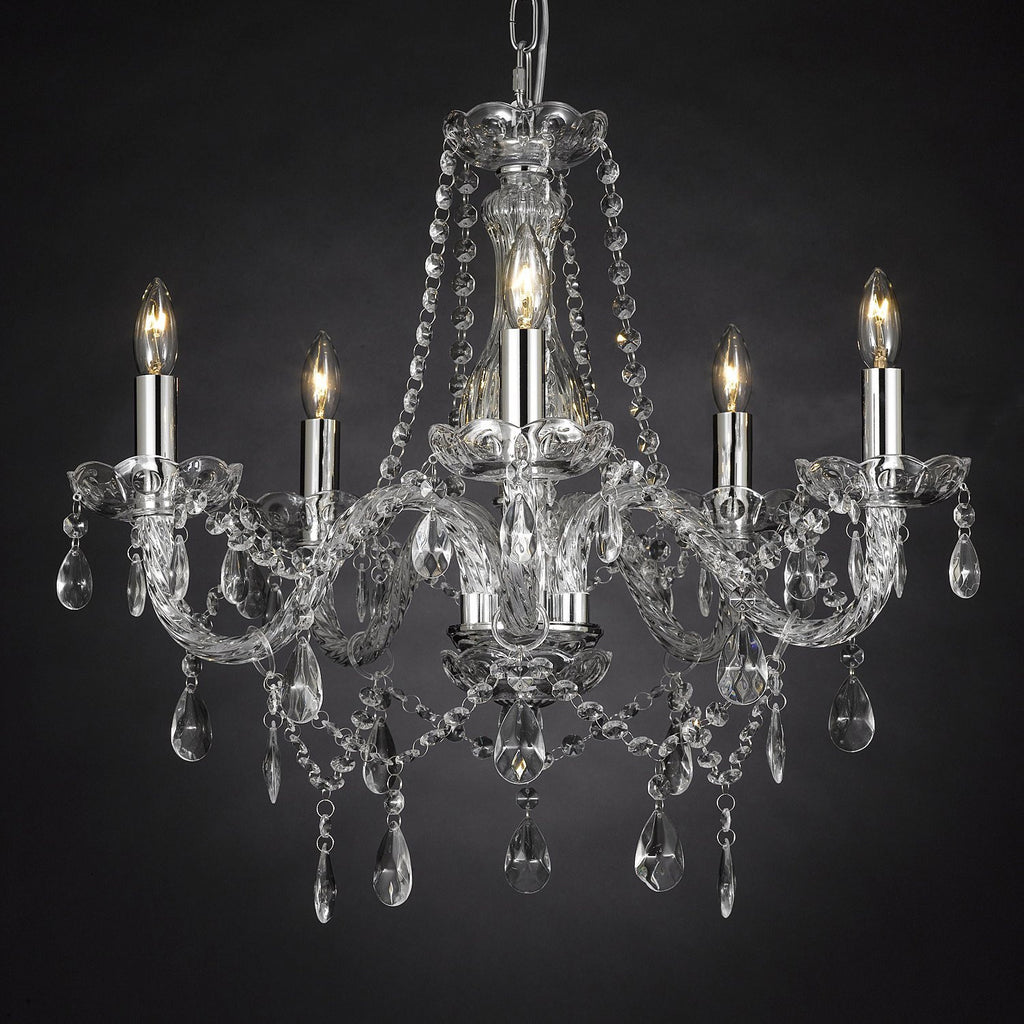 Crystal Chandelier Lighting 5 Lights H19" X Wd 19" Ceiling Fixture Pendant Lamp New Chandeliers Murano - NNN-11987/5-SILVER
