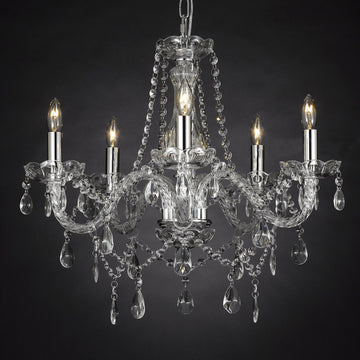 Crystal Chandelier Lighting 5 Lights H19" X Wd 19" Ceiling Fixture Pendant Lamp New Chandeliers Murano - NNN-11987/5-SILVER