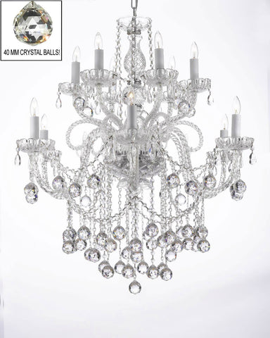 Swarovski Crystal Trimmed Chandelier Chandelier Lighting Crystal Chandeliers With Crystal Balls H38" X W32" - A46-B6/3/385/6+6 SW