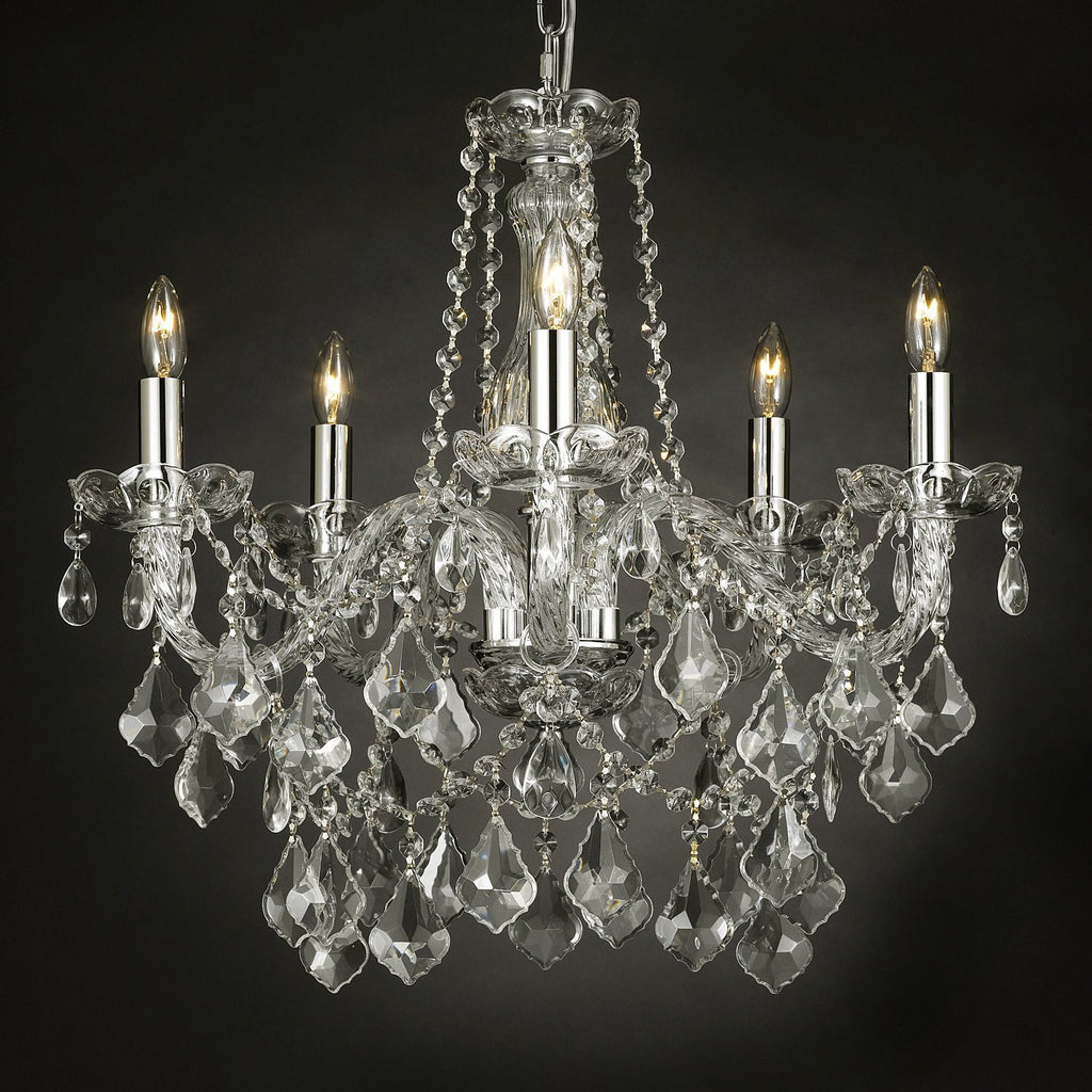 Crystal Chandelier Lighting 5 Lights H20" X Wd 19" Ceiling Fixture Pendant Lamp New Chandeliers Murano - 3/11987/5-SILVER